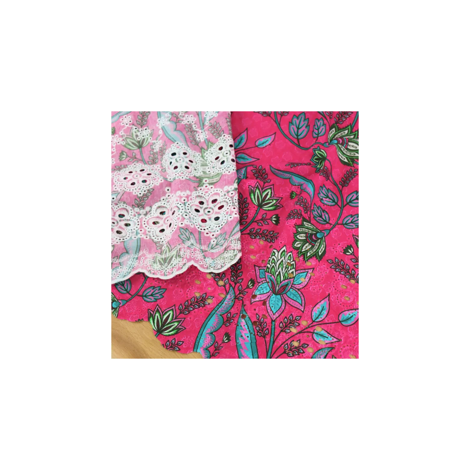 Tissu broderie anglaise festonné Aya - fuchsia