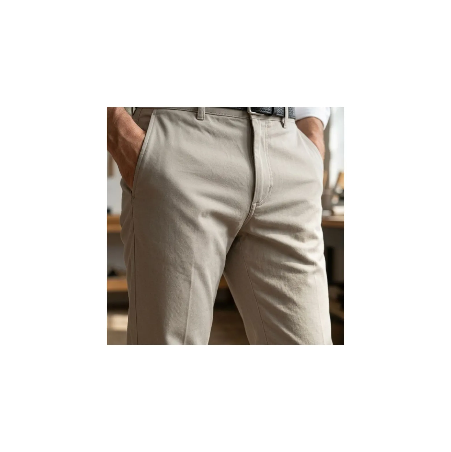 Tissu chino stretch uni