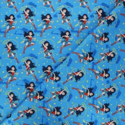 Tissu coton Camelot Fabrics Girl Heroes - bleu