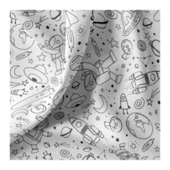 Tissu coton à colorier Cosmicolo - blanc