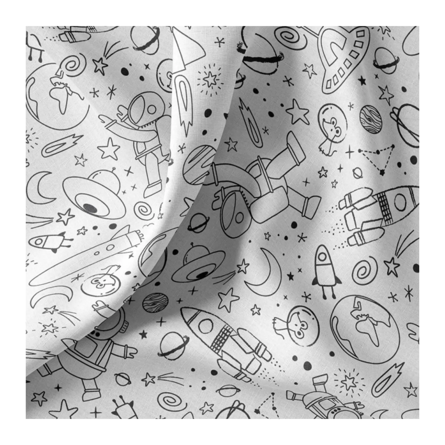 Tissu coton à colorier Cosmicolo - blanc