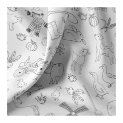 Tissu coton à colorier Farmer - blanc