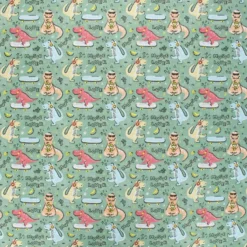 Tissu coton cretonne Dino - vert