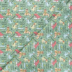 Tissu coton cretonne Dino - vert
