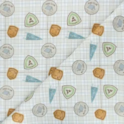 Tissu coton cretonne Exploring club - blanc