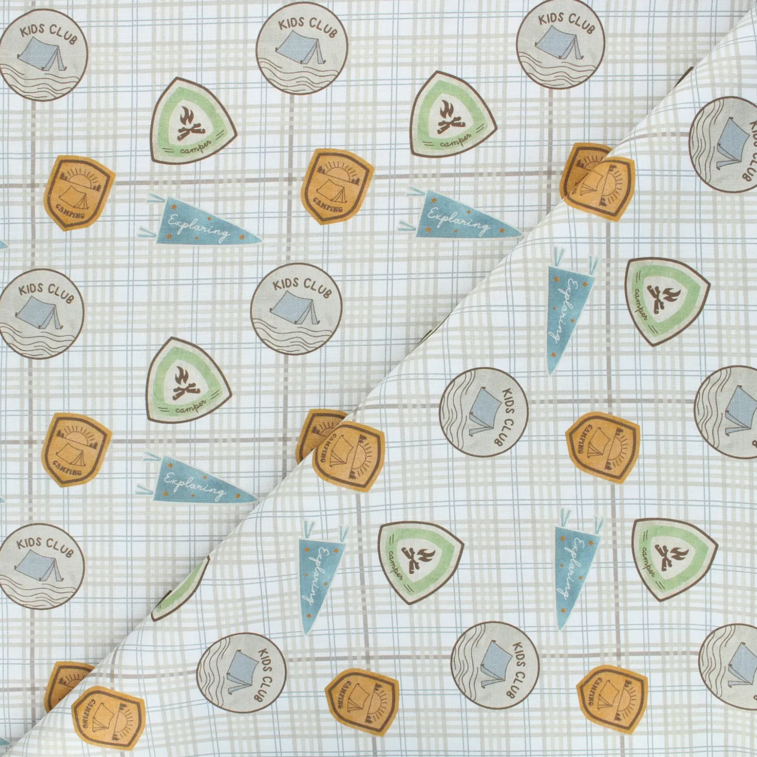Tissu coton cretonne Exploring club - blanc