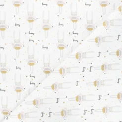 Tissu coton cretonne Fairy bunny - blanc
