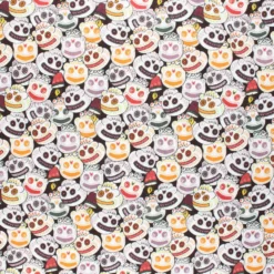 Tissu coton cretonne Funny skully - noir