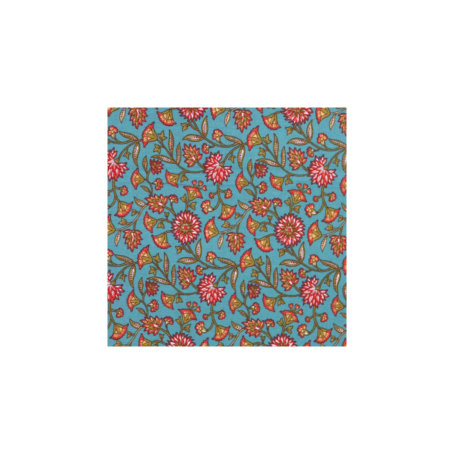 Tissu coton cretonne Santal - bleu paon