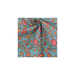 Tissu coton cretonne Santal - bleu paon