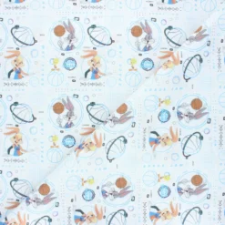 Tissu coton cretonne Space Jam - blanc