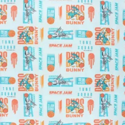 Tissu coton cretonne Space Jam Lola & Bugs Bunny - bleu céladon