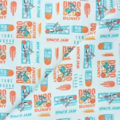 Tissu coton cretonne Space Jam Lola & Bugs Bunny - bleu céladon