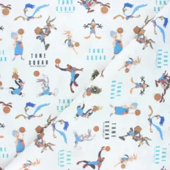 Tissu coton cretonne Space Jam Tune team - blanc