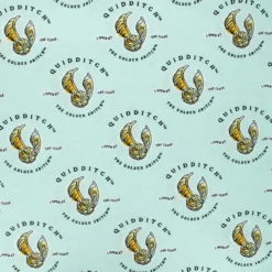 Tissu coton Harry Potter Quidditch et vif d'or - vert d'eau