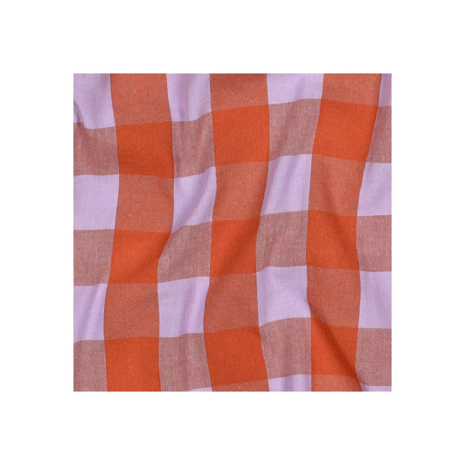 Tissu coton lavé à carreaux - lavande / orange
