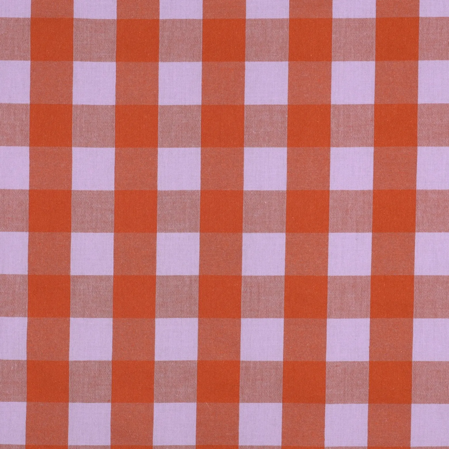 Tissu coton lavé à carreaux - lavande / orange
