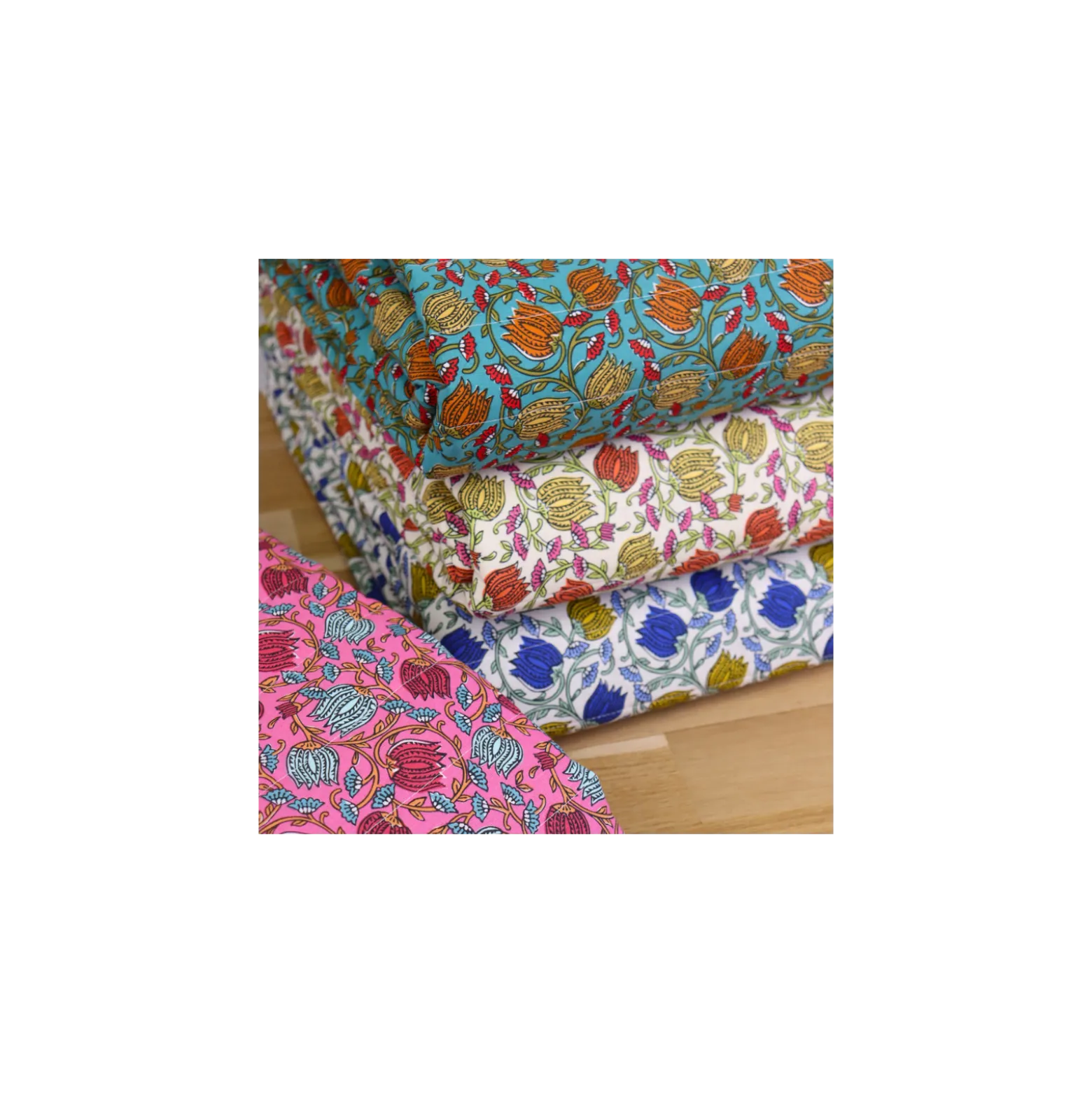 Tissu coton matelassé réversible Isis - rose