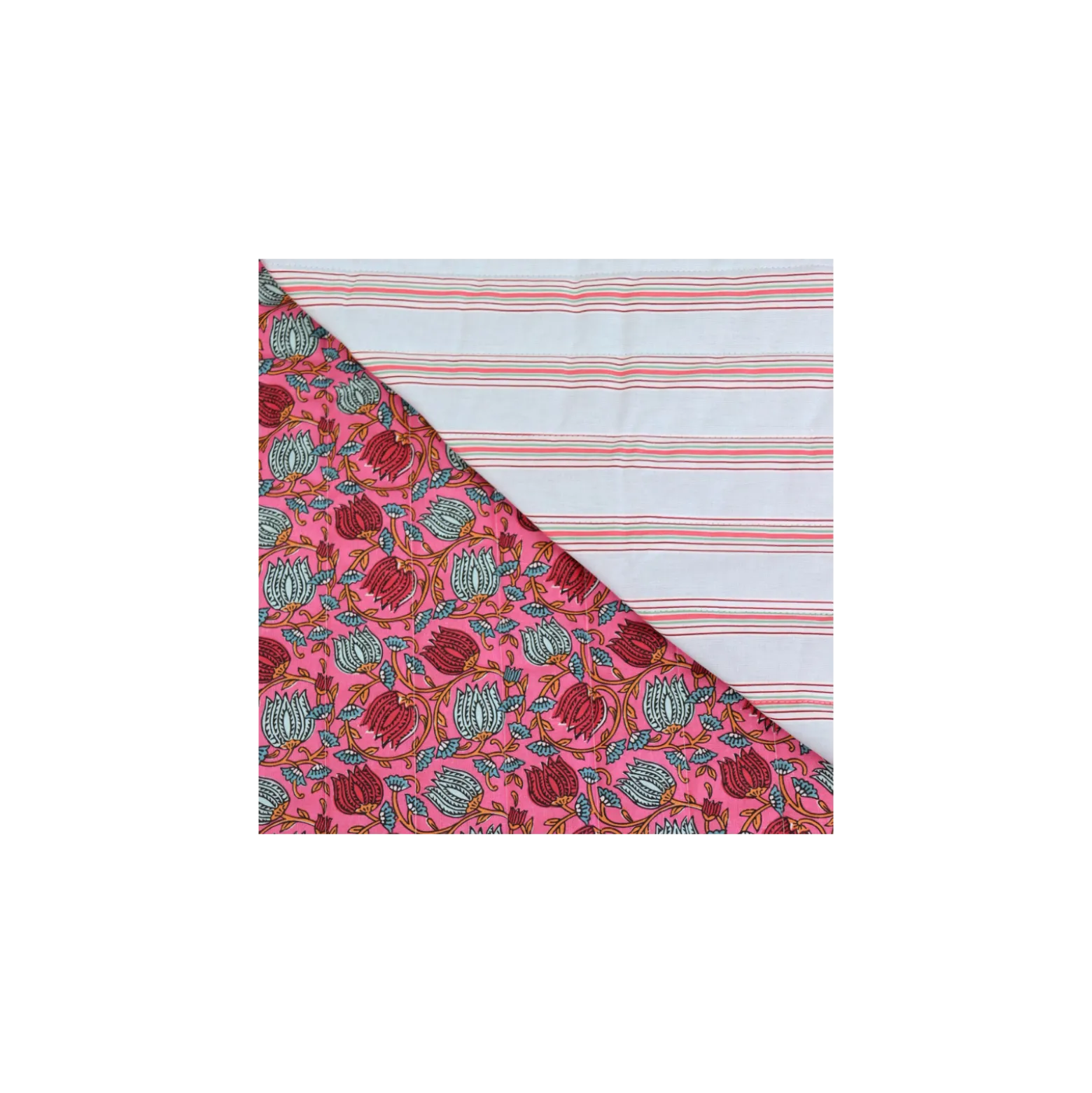 Tissu coton matelassé réversible Isis - rose