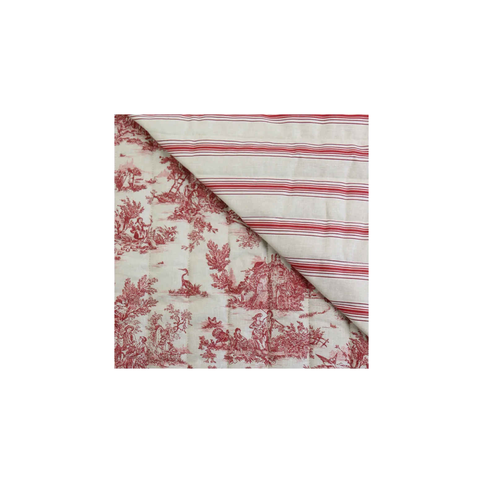 Tissu coton matelassé réversible toile de Jouy