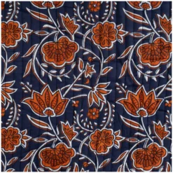 Tissu coton matelassé réversible Batikos - bleu marine
