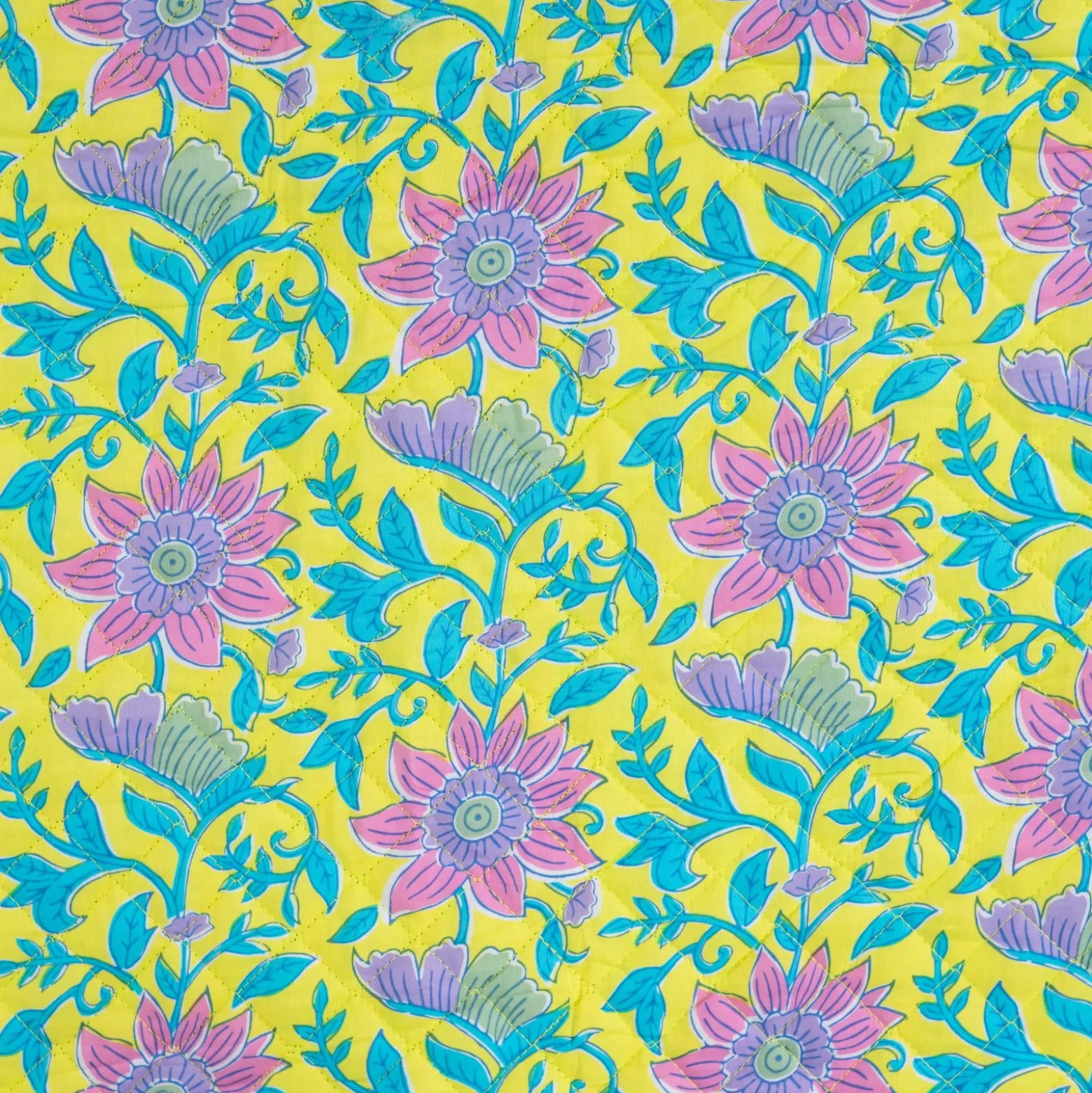 Tissu coton matelassé réversible Kalyani - jaune