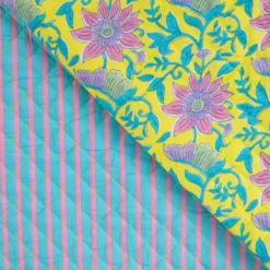Tissu coton matelassé réversible Kalyani - jaune