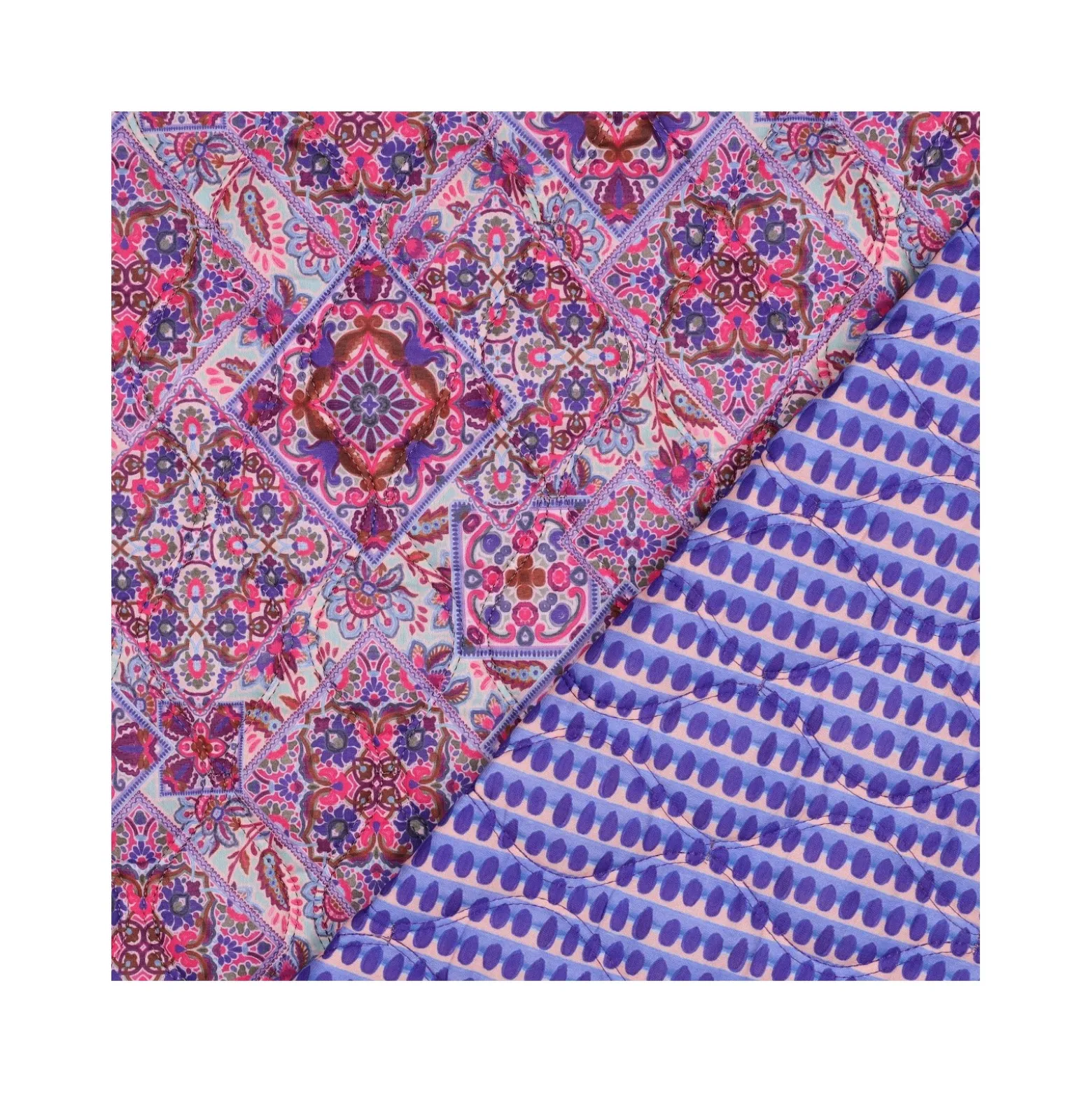 Tissu coton matelassé réversible Boha
