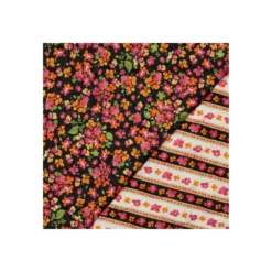Tissu coton matelassé réversible Floria - noir