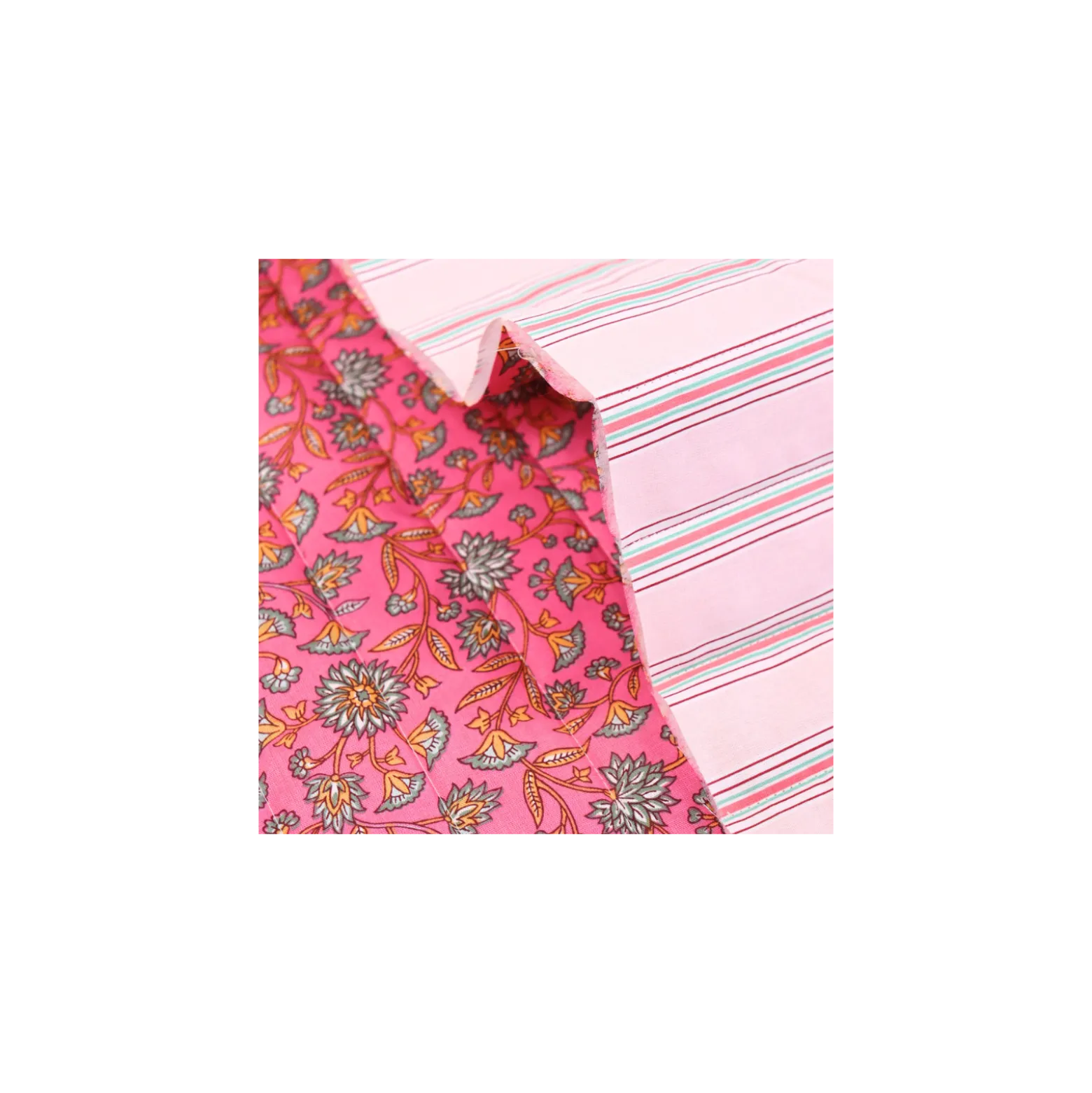 Tissu coton matelassé réversible Santal - rose
