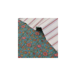 Tissu coton matelassé réversible Santal - bleu paon