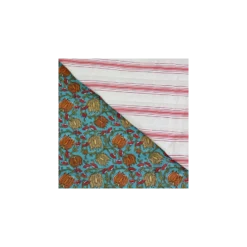 Tissu coton matelassé réversible Isis - bleu paon