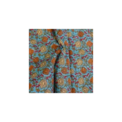 Tissu coton matelassé réversible Isis - bleu paon