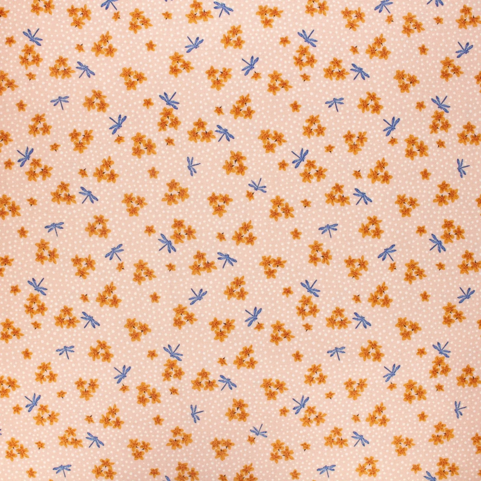 Tissu coton Ode to poppies - Delicate dragonflies - rose poudré