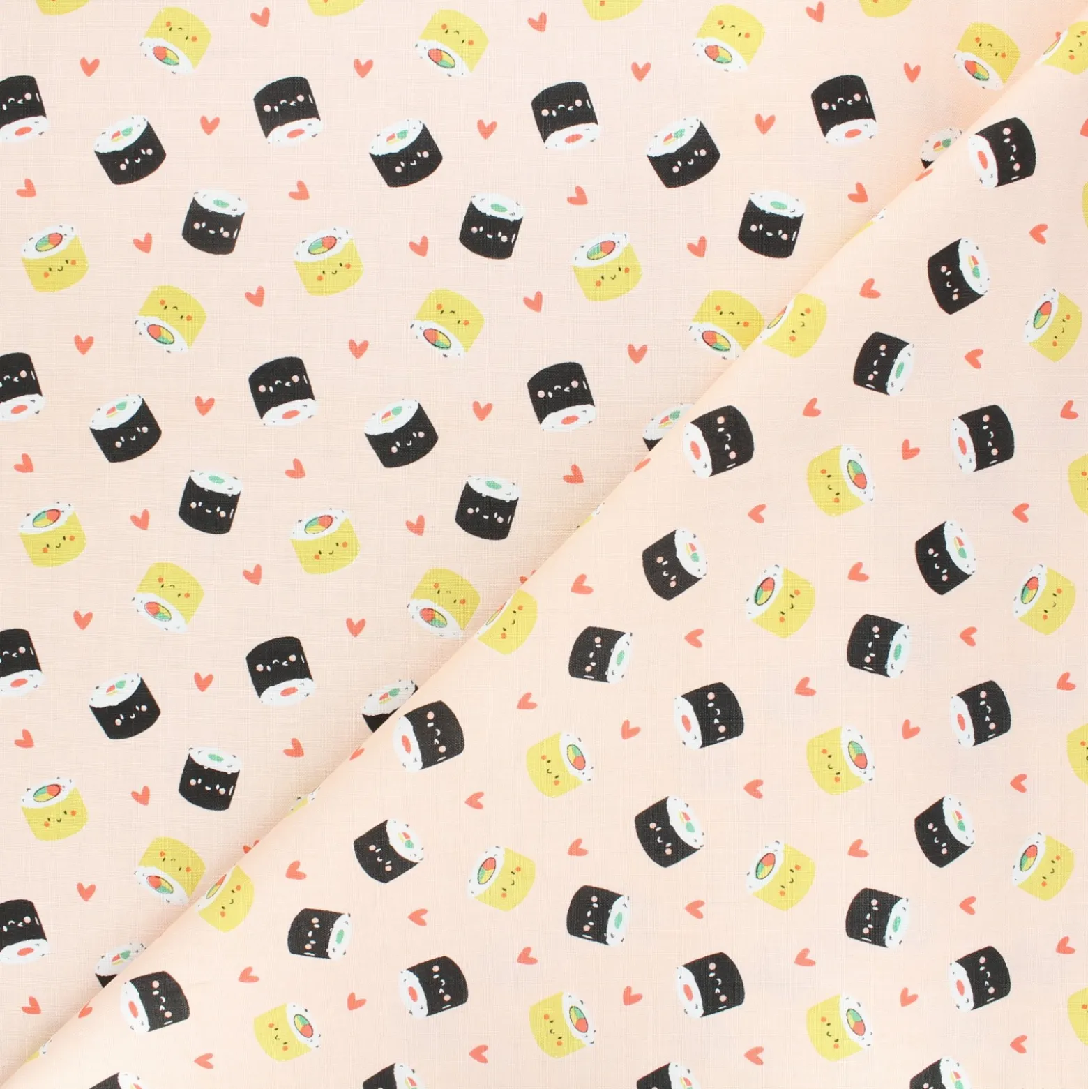 Tissu coton On a Roll Maki Love - blush