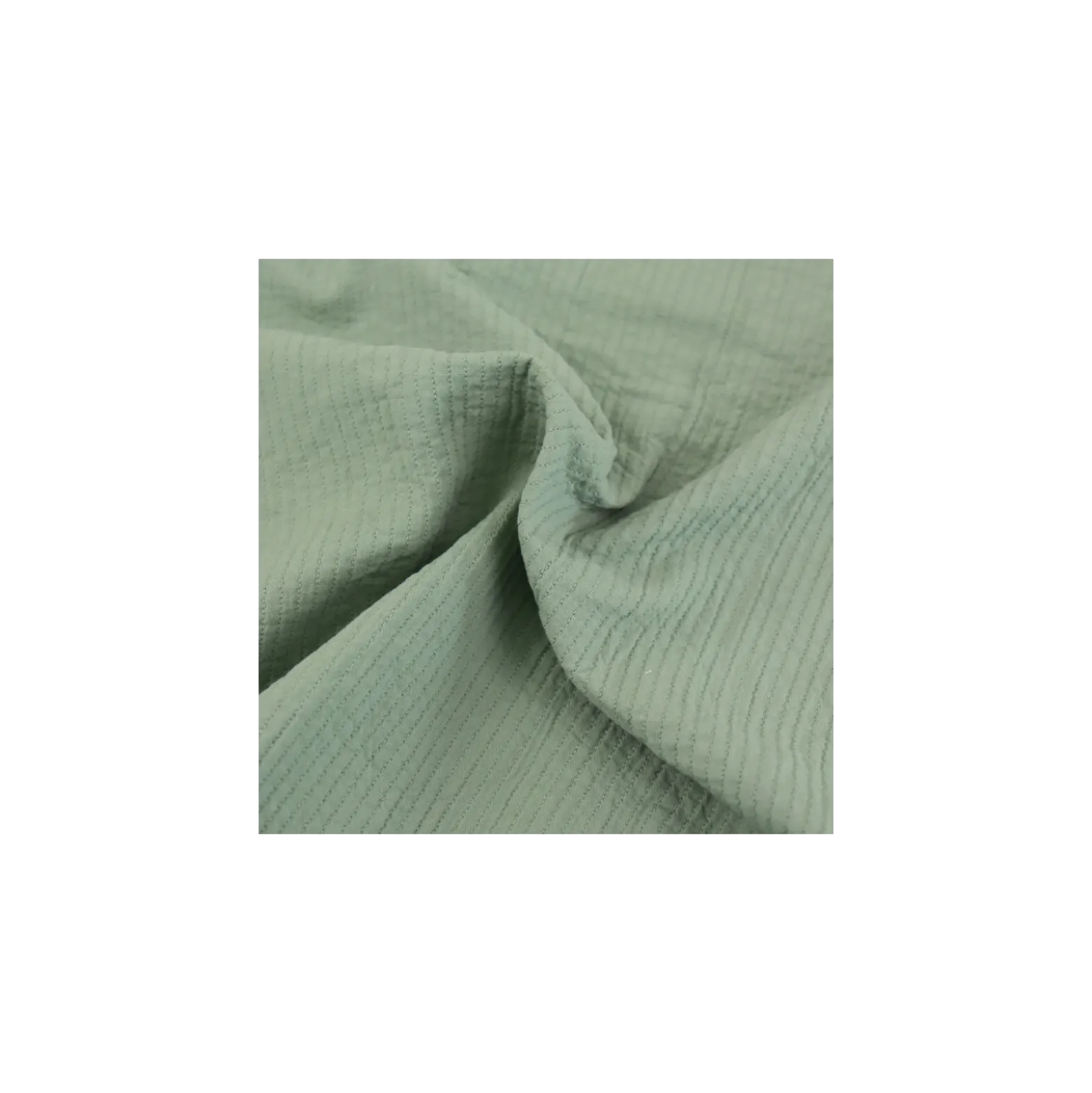 Tissu coton surpiqué - vert romarin