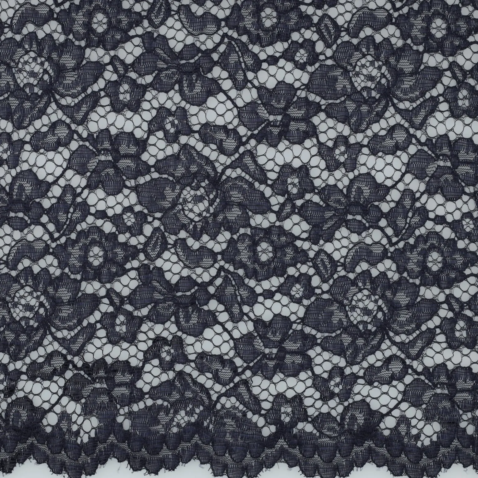 Tissu dentelle festonné - bleu marine