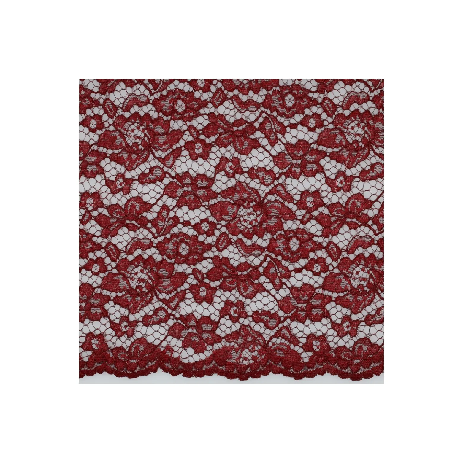 Tissu dentelle festonné - bordeaux