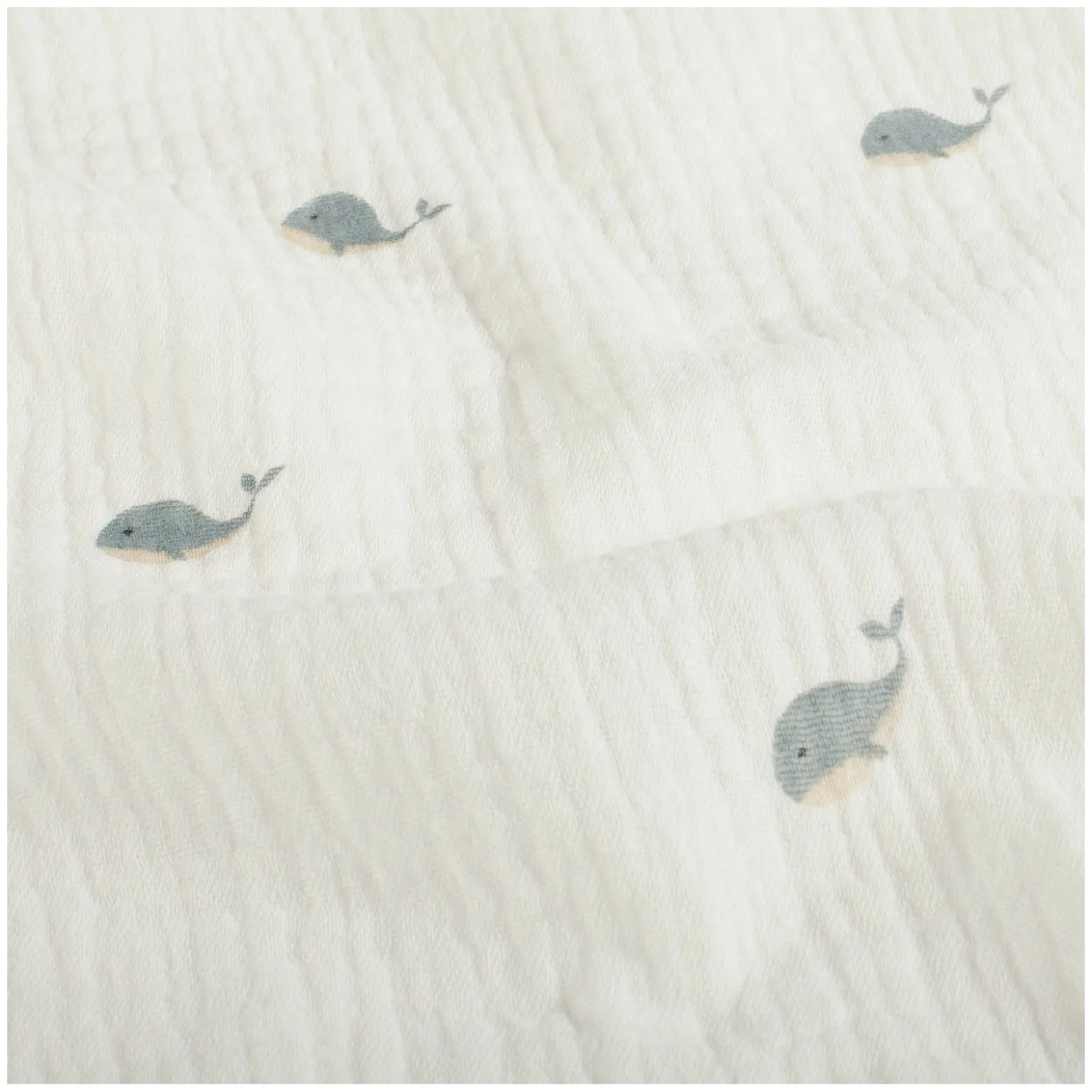 Tissu double gaze de coton Baleines - écru