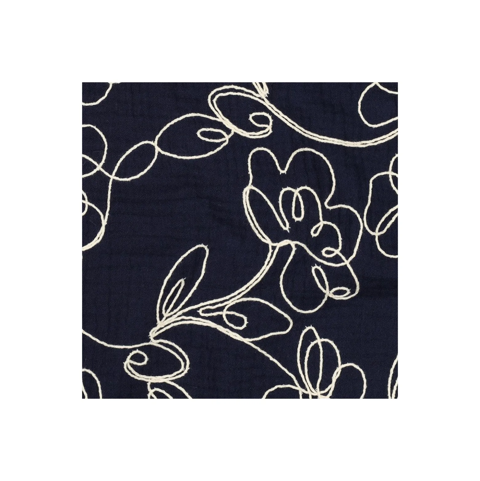 Tissu double gaze de coton brodé Esquisse