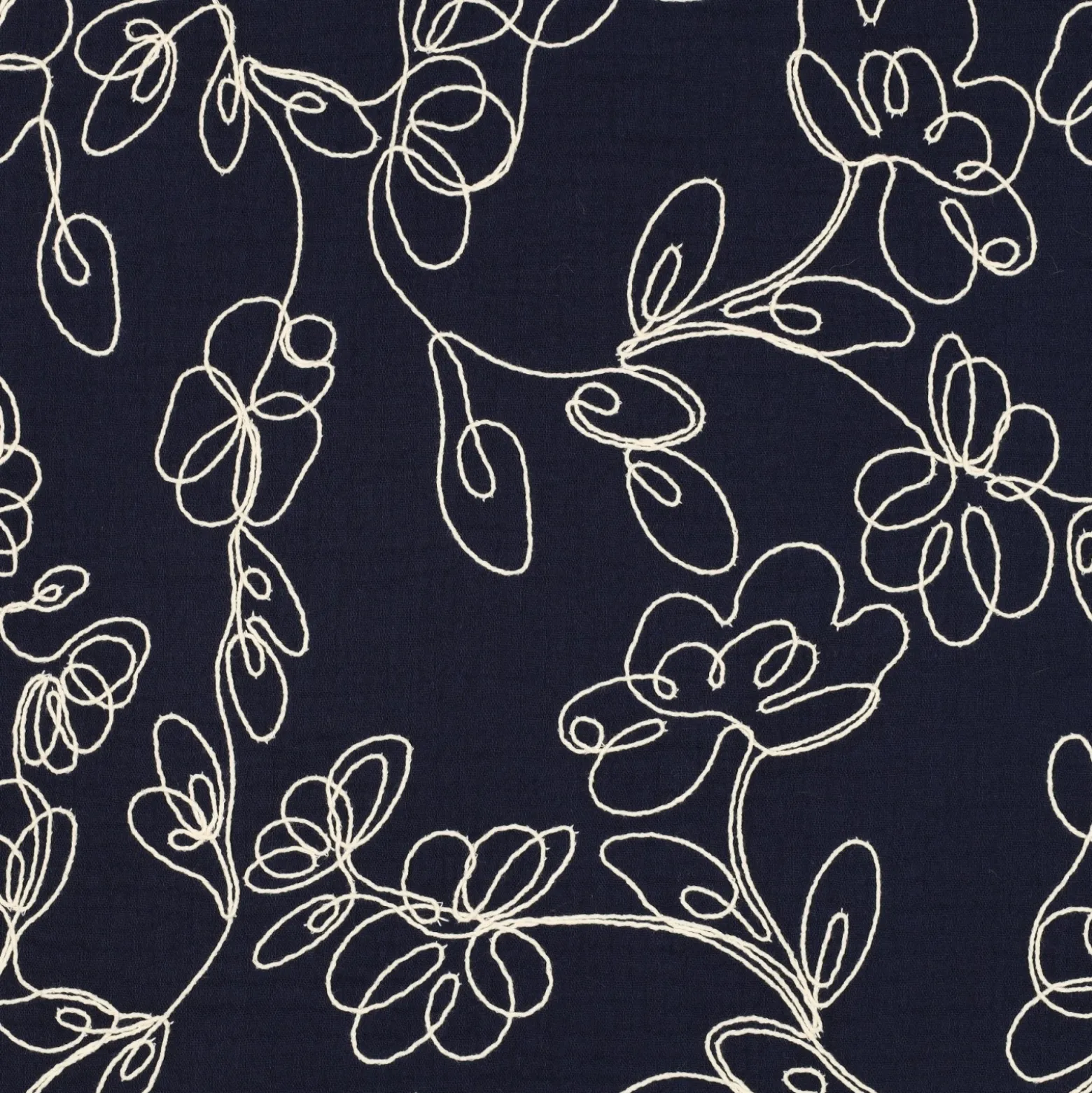 Tissu double gaze de coton brodé Esquisse