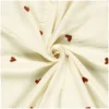 Tissu double gaze de coton brodé Cœur - écru