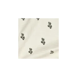 Tissu double gaze de coton brodé Cactus - écru