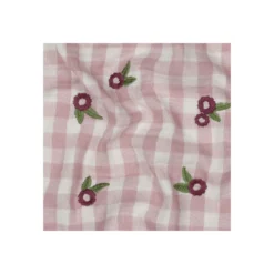 Tissu double gaze de coton brodé Garance - vieux rose