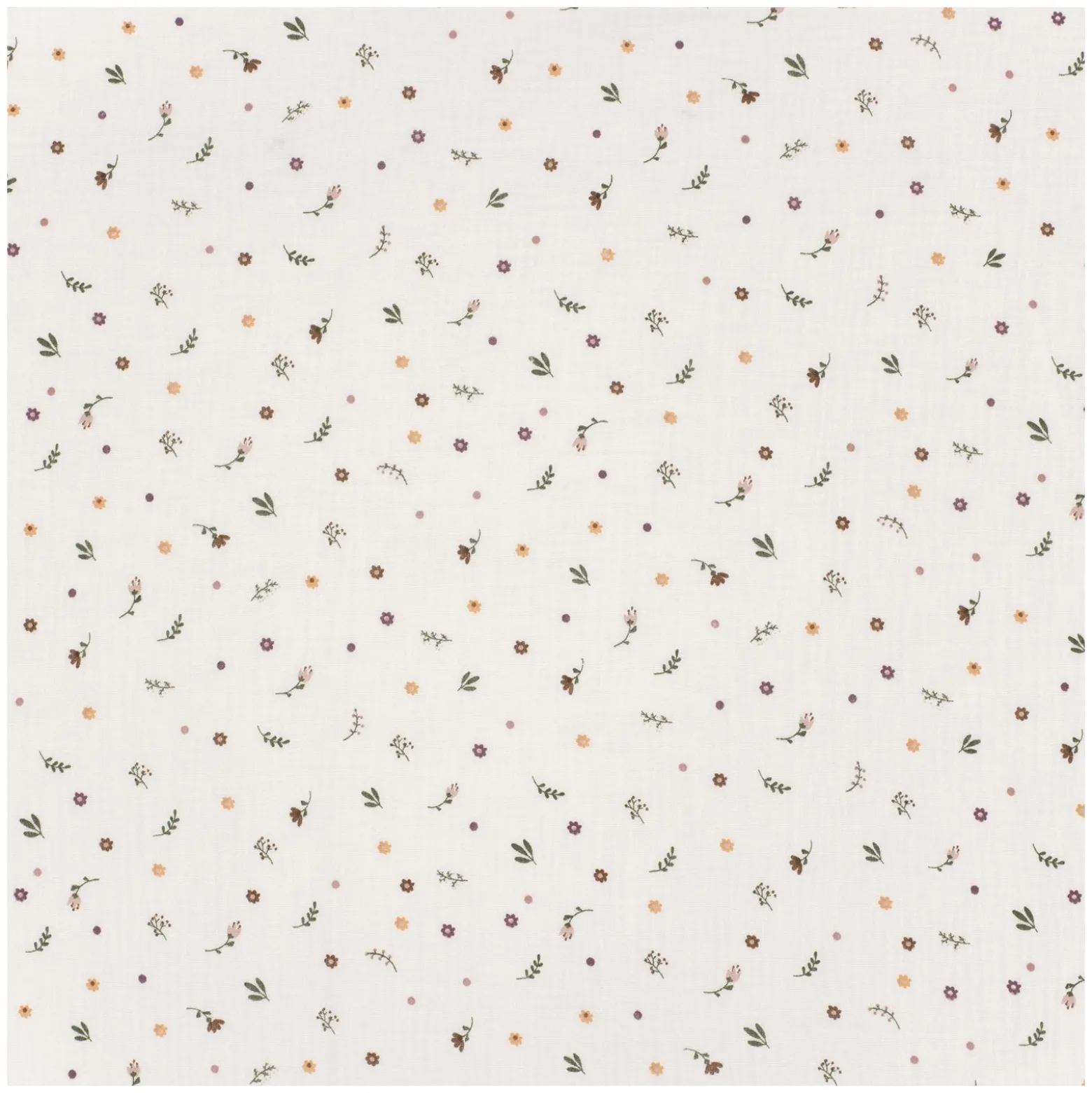 Tissu double gaze de coton Fleurinette - blanc cassé