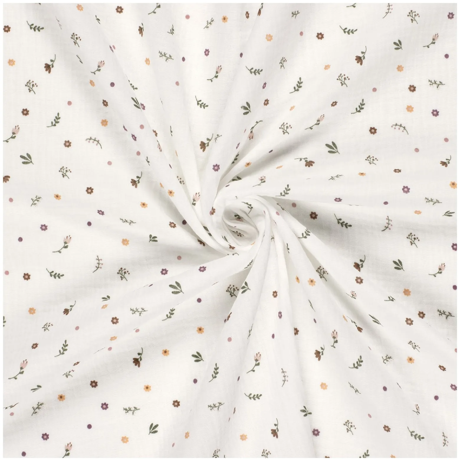 Tissu double gaze de coton Fleurinette - blanc cassé