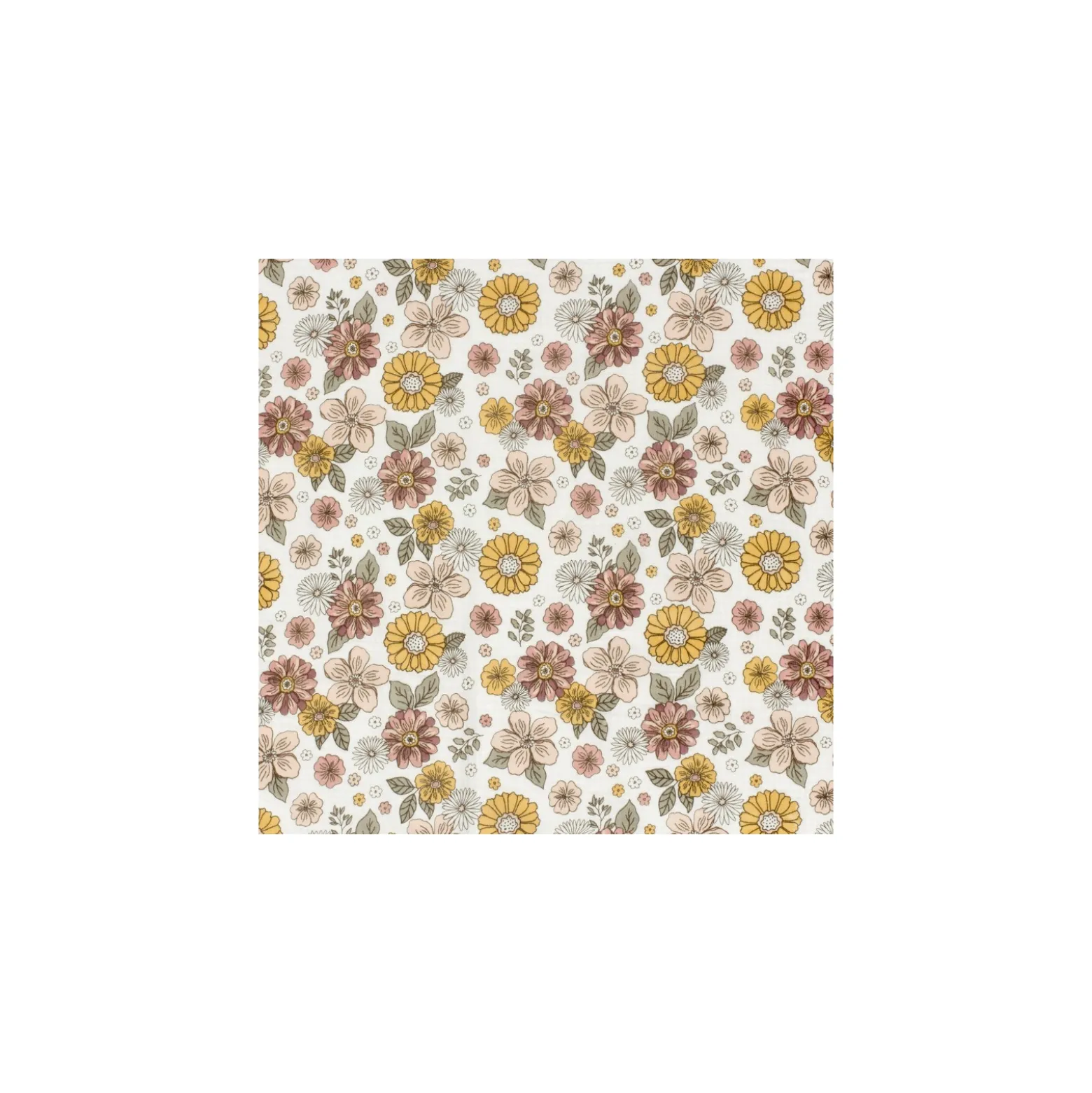 Tissu double gaze de coton Florézia - blanc cassé