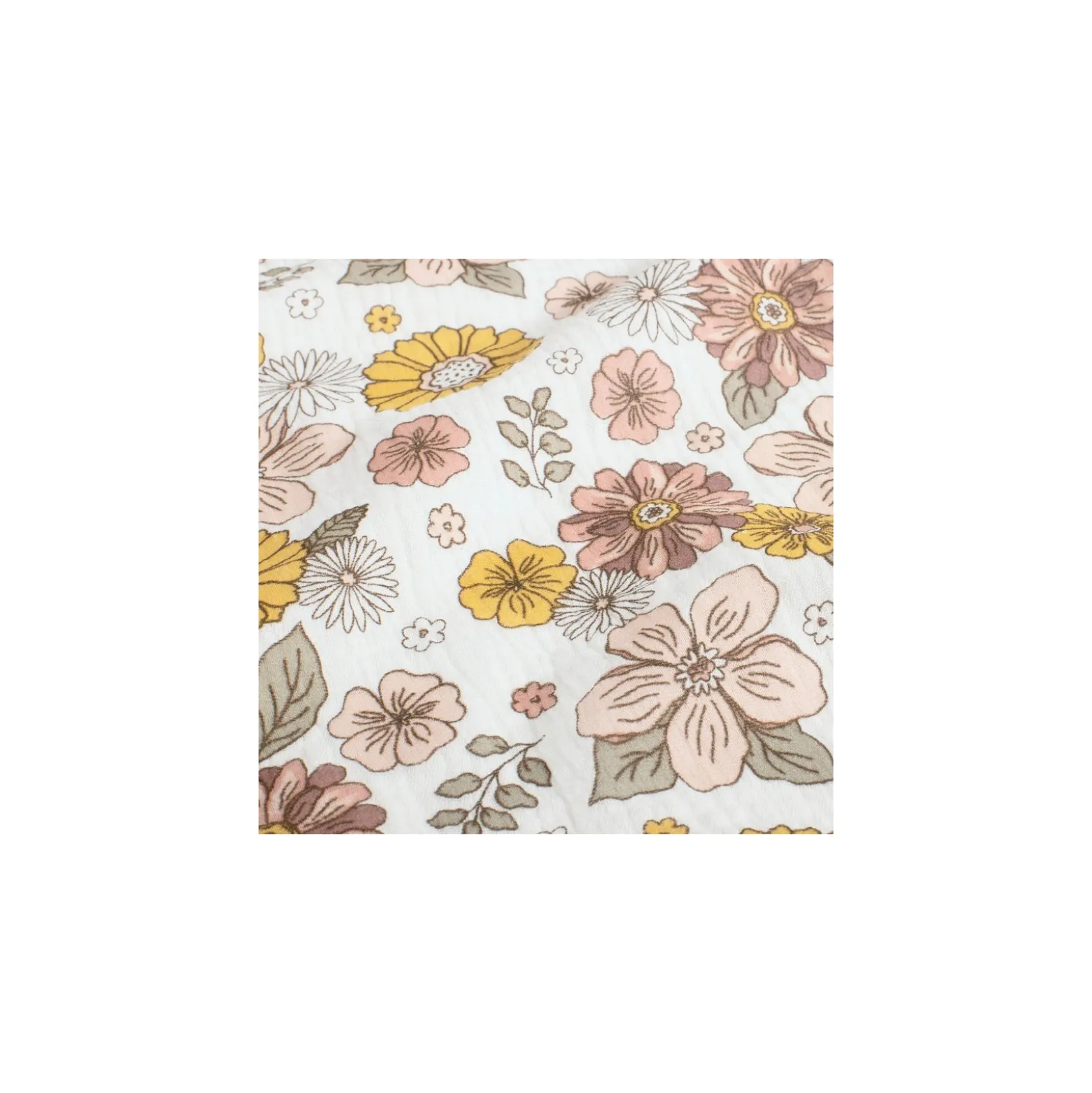 Tissu double gaze de coton Florézia - blanc cassé