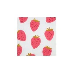Tissu double gaze de coton Fraise - blanc cassé