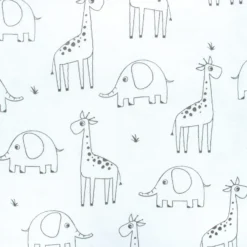 Tissu double gaze de coton Girafon et Éléphanteau